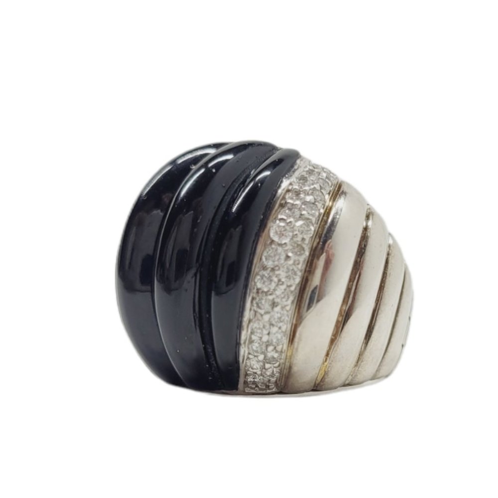 John Hardy Bedeg Black Onyx Wide Dome Ring